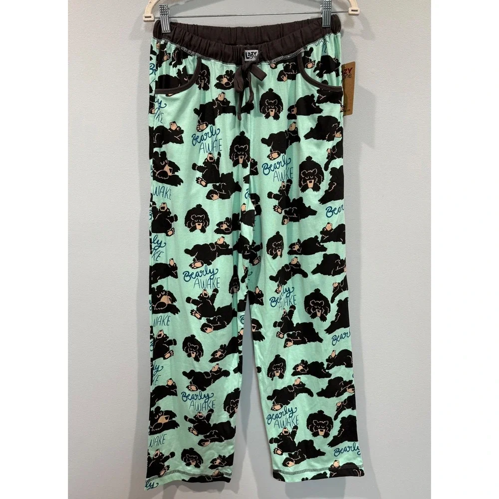 Lazy One Women's Size S‎ Bearly Awake Pajama Pants Lounge Sleepwear Drawstring